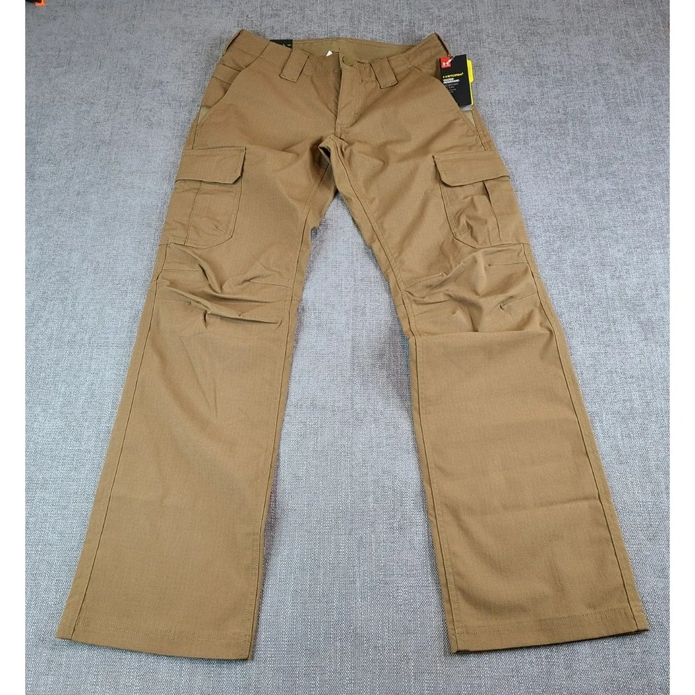 *NWT* Under Armour Pants Women 6 Brown Cargo Tactical Patrol Ripstop Loose Storm - Picture 2 of 9
